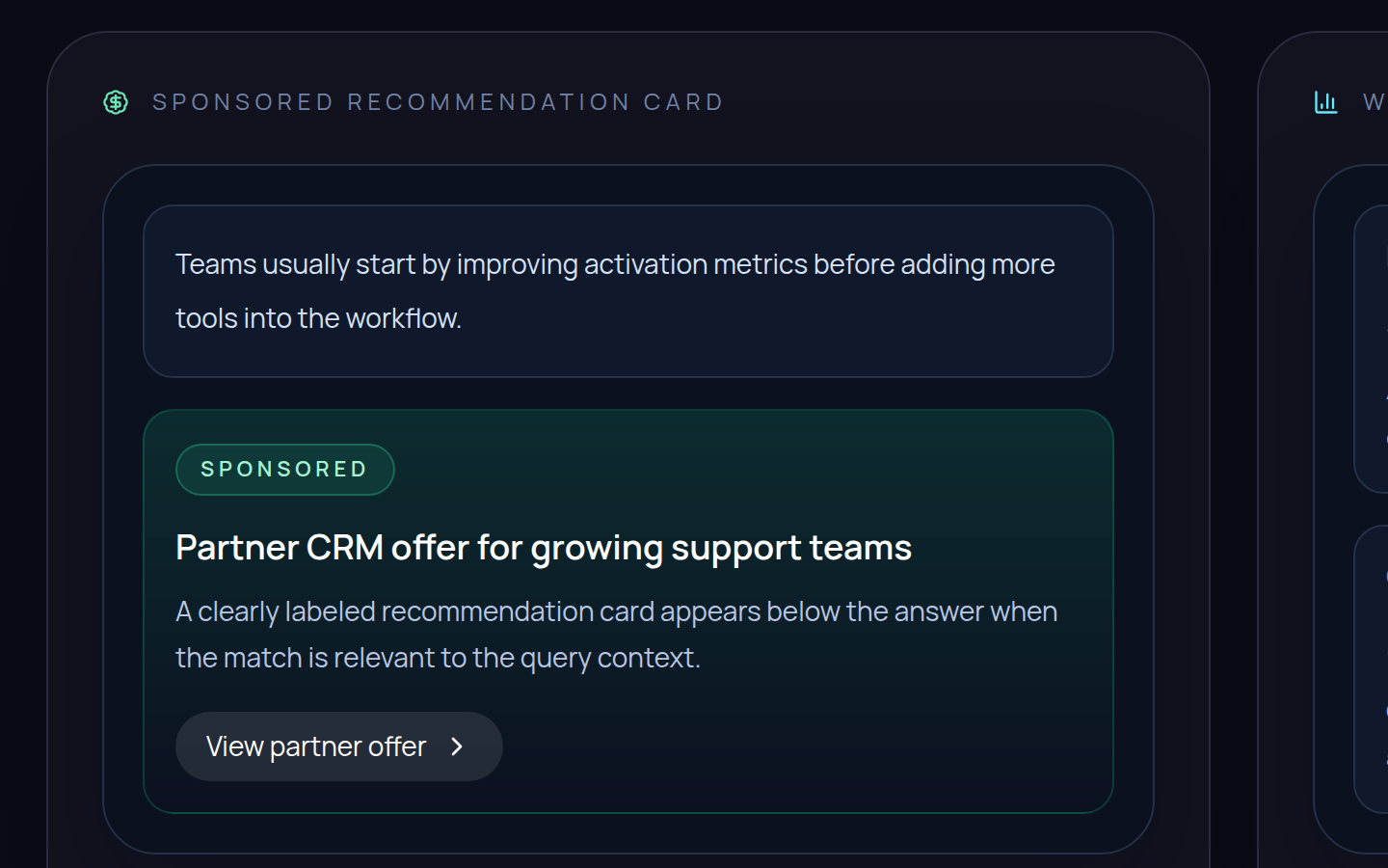 Conversaic recommendation controls and measurement workspace